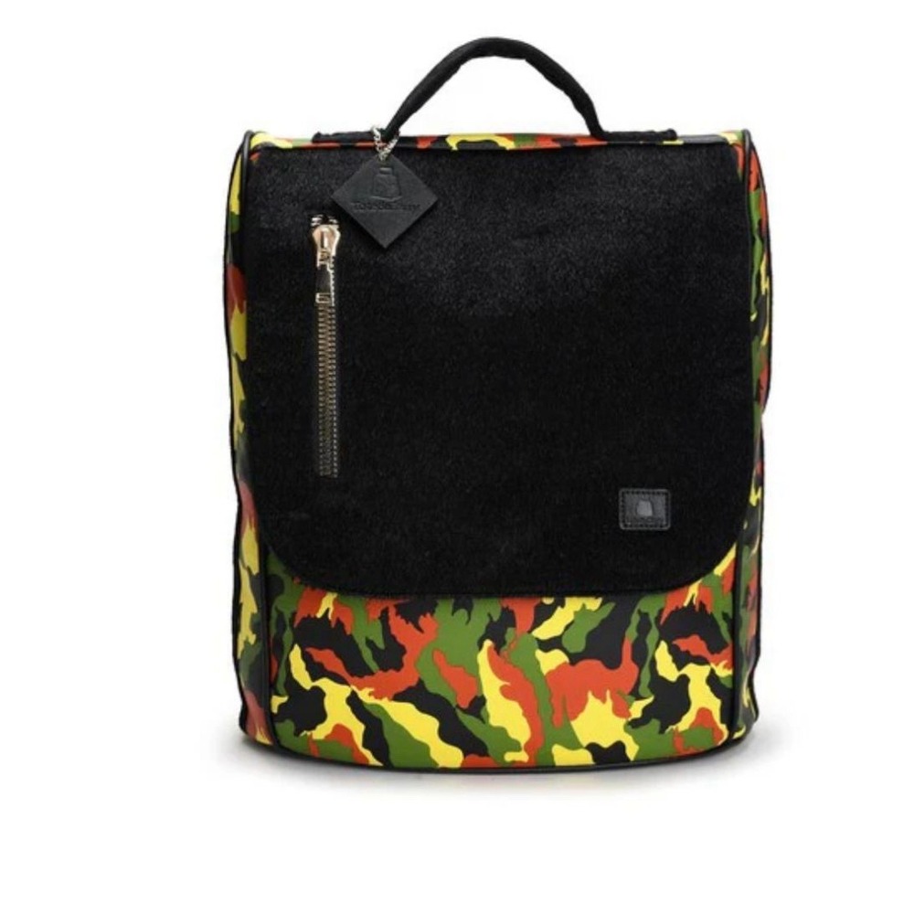 Apollo Camouflage Backpack Black‎ Flap Detail Convertible Daypack Travel Bag